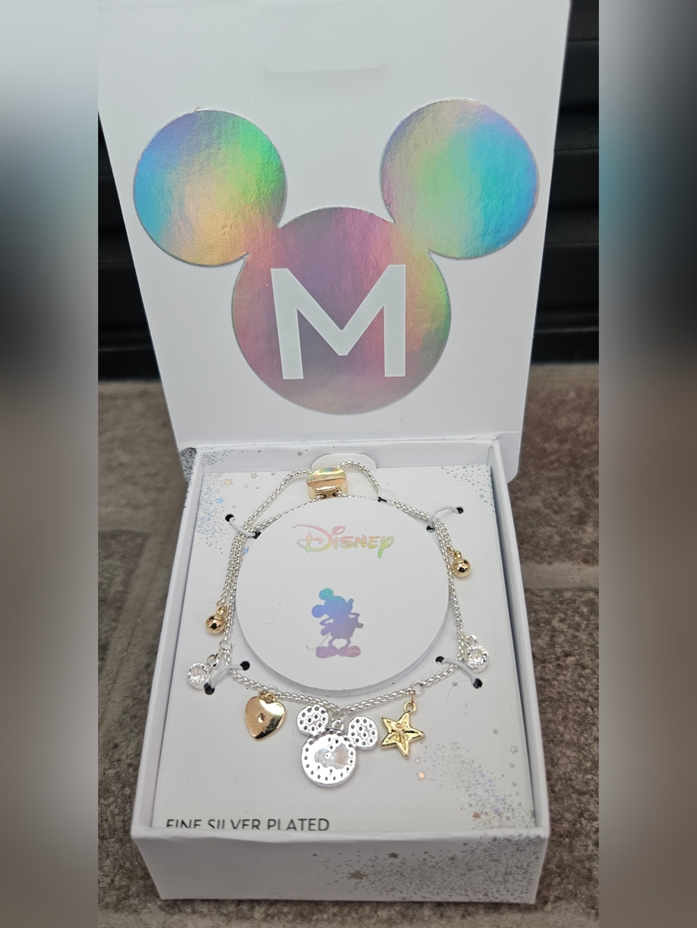 Disney Mickey Mouse Silver Plated Adjustable Bracelet